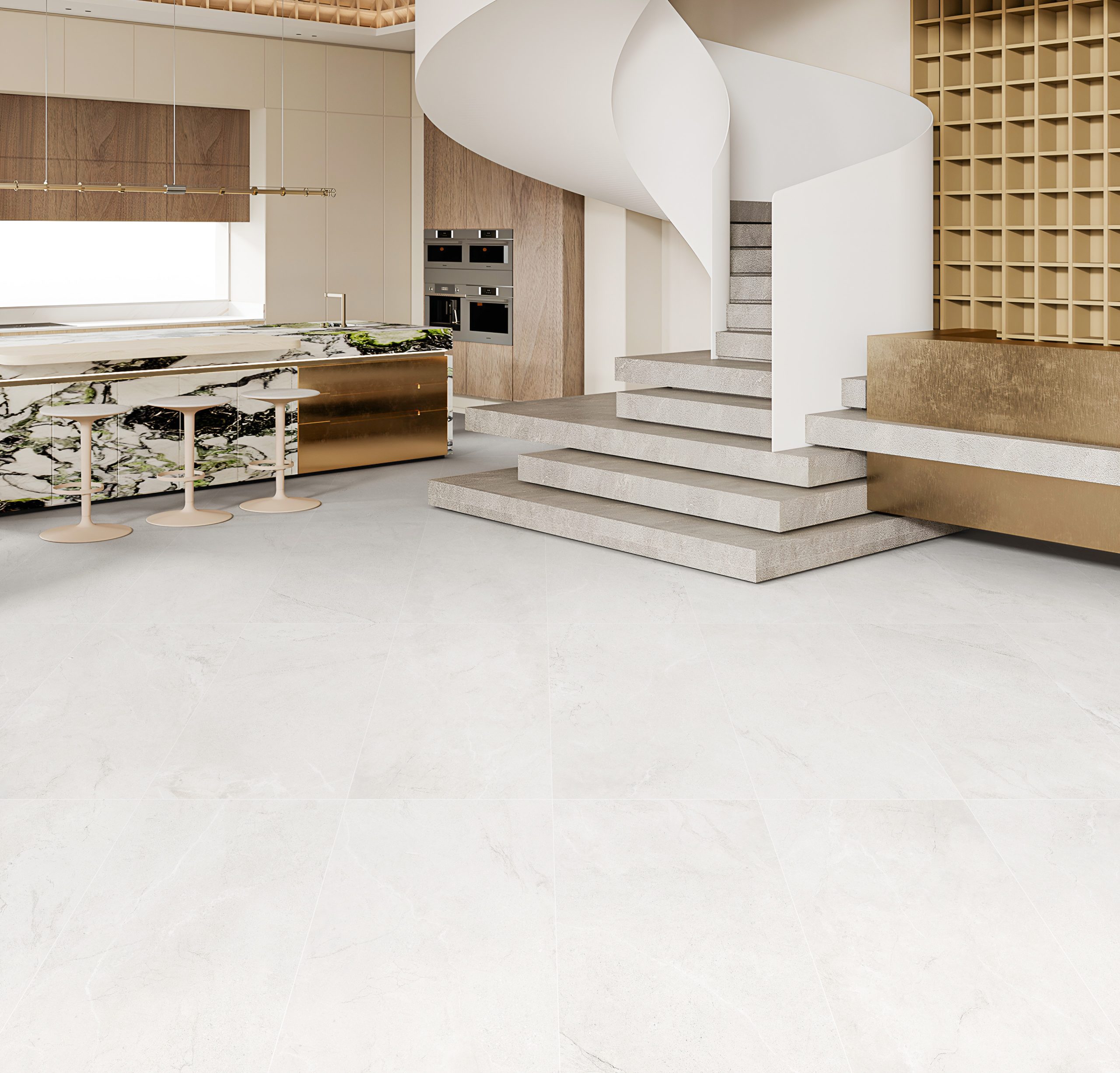 White matt kitchen tiles style