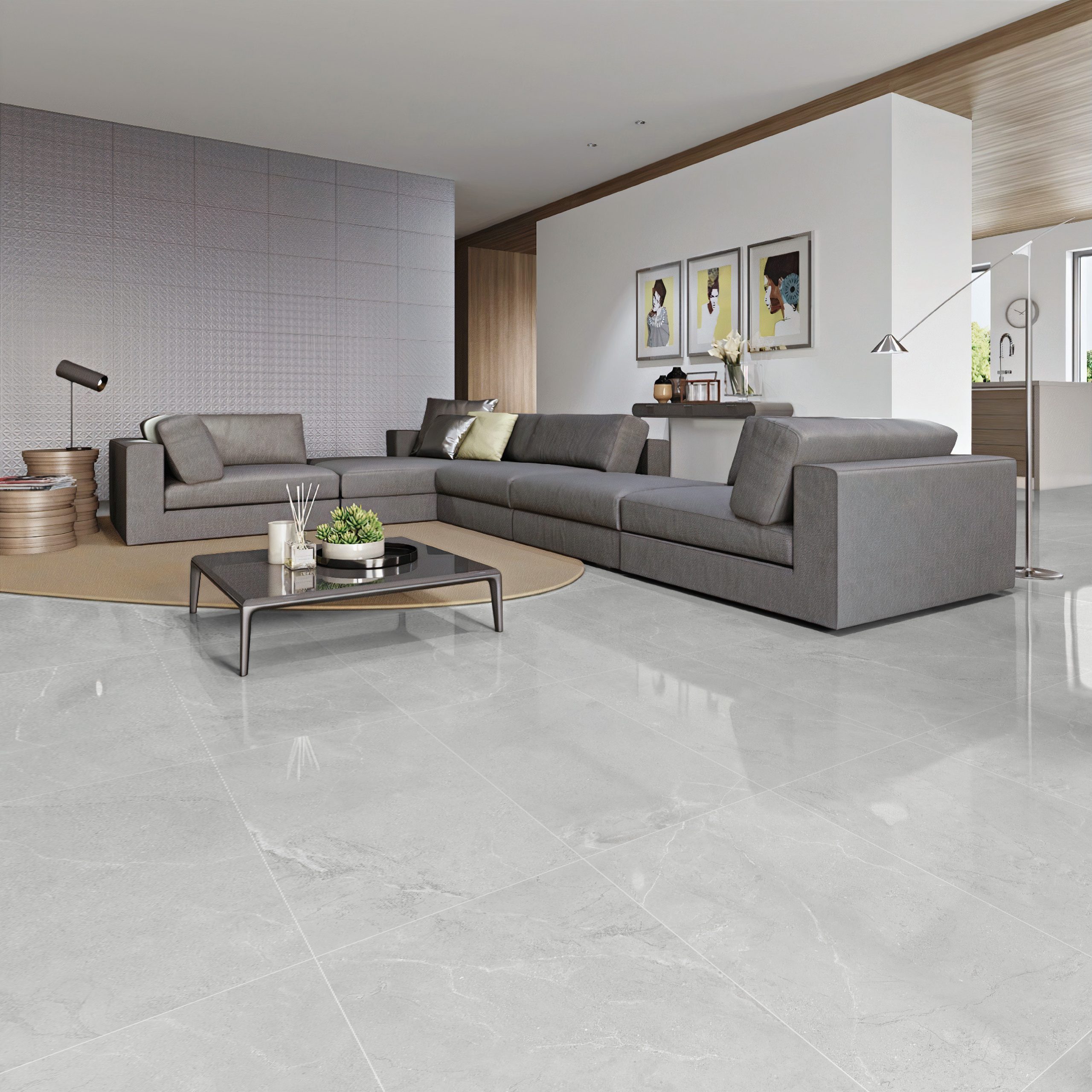 Light grey gloss tiles